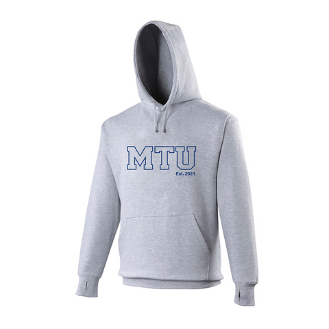 MTU Collegial Hoodie - Grey with Embroidered Navy Letters