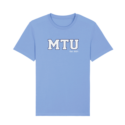 MTU Adult T-Shirt -  Caroline Blue with White Letters