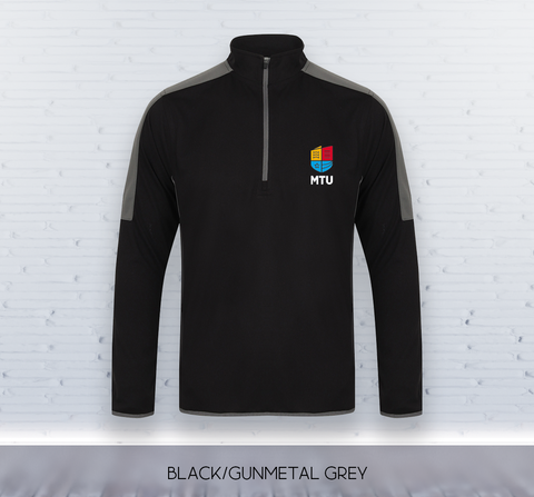 MTU Logo Half Zip - Black with Gunmetal Grey